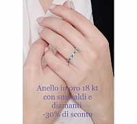 Anello in oro 18 kt con smeraldi e diamanti ,-30% di sconto