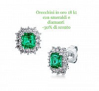 Orecchini in oro 18 kt con smeraldi e diamanti ,-30% di sconto