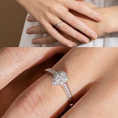 Solitario in oro 18 kt con diamanti ,-30% di sconto