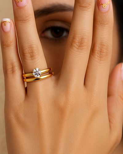 Solitario in oro 18 kt con diamante,-30% di sconto