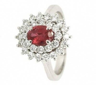 Anello in oro 18 kt con rubini e diamanti ,-30% di sconto