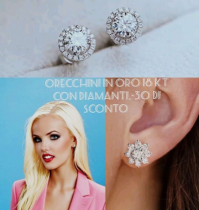 Orecchini in oro 18 kt con diamanti,-30% di sconto