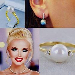 oro 18 kt  con  perle e diamanti,-30% di sconto