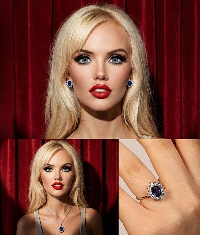 Parure in oro 18kt con zaffiri e diamanti ,-30% di sconto