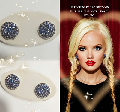 Oro 18 kt con zaffiri e diamanti,-50% di sconto