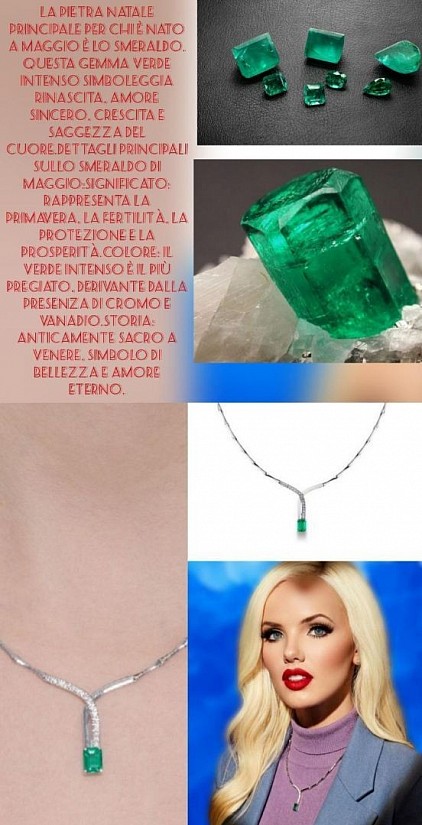 Collana in oro 18kt con  smeraldo e diamanti,-50% di sconto
