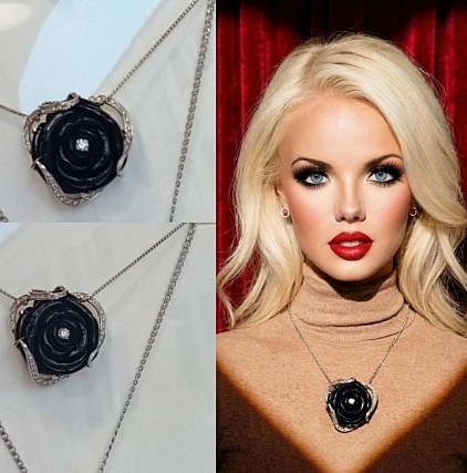 -30% di sconto,collana in oro 18kt con corallo nero Hawaii e diamanti