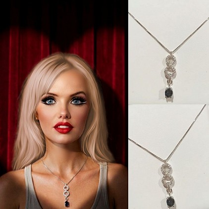 -30% di sconto,pendente in oro 18kt con zaffiro e diamanti