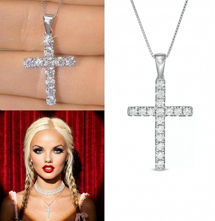 Croce in oro 18kt con diamanti ,-50% di sconto