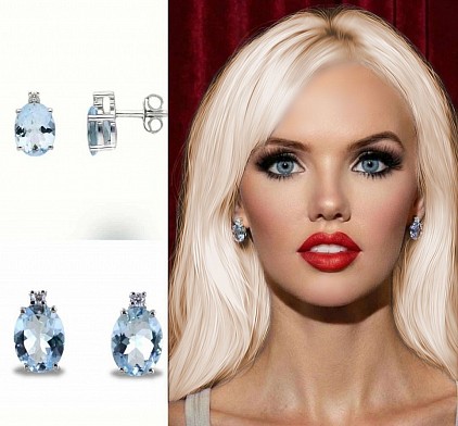 Orecchini in oro 18kt con acquamarina e diamanti ,-30% di sconto