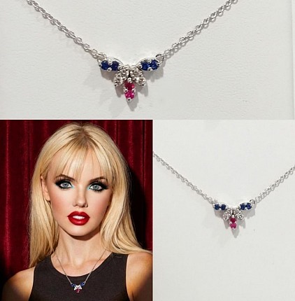 Pendente in oro 18kt con zaffiri ,rubini ,diamanti ,-50% di sconto