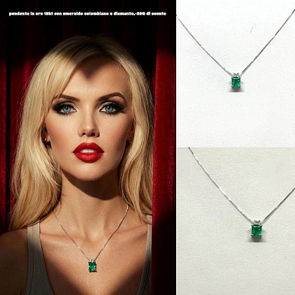-30% di sconto,pendente in oro 18kt con smeraldo e diamanti