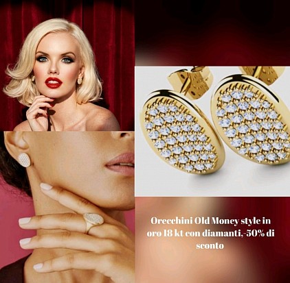 Orecchini Old Money Style in oro 18 kt con diamanti ,-50% di sconto