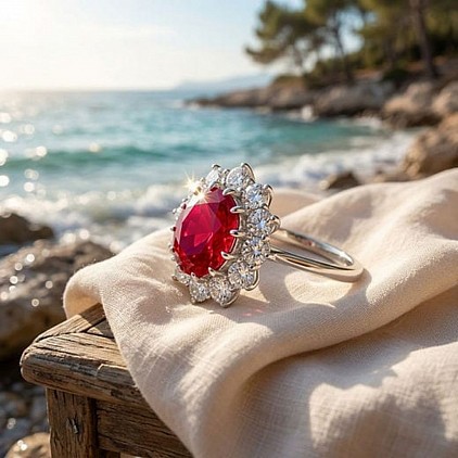 -30% di sconto, oro 18kt con rubini e diamanti