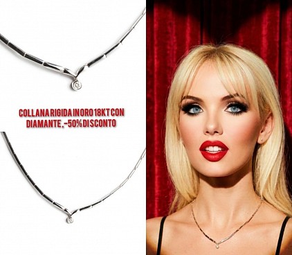 Collana rigida in oro 18kt con diamante ,-50% di sconto