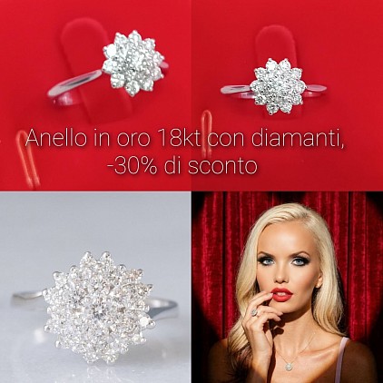 Anello in oro 18 kt con  diamanti ,-30% di sconto