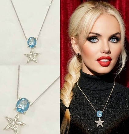 -30% di sconto,collana in oro 18kt con acquamarina e diamanti