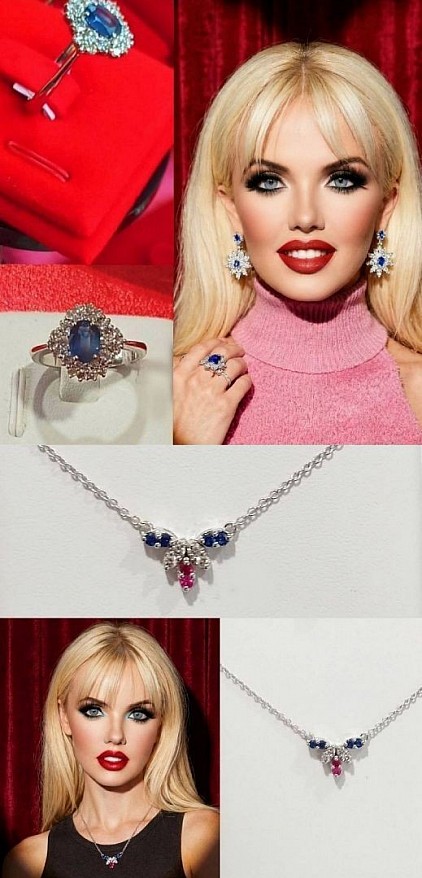oro 18kt con zaffiri ,rubini ,diamanti ,-50% di sconto